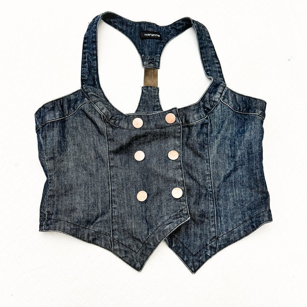 Marianne Dark Wash Denim Sleeveless Vest Jacket Size XL